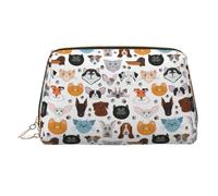 Cat and Dog Faces Bulldog Beagle Labrador Printed Large Makeup Organizer Versatile Toiletry Case with Secure Zipper Closure for Women