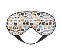 Cat and Dog Faces Bulldog Beagle Labrador Printing Reversible Design Sleep Mask, Ideal for Camping, Meditation & Shifts, Snug Fit,No Light Leakage