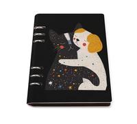 Cat And Dog Hug Trendy Notebook Binder A5 Slim Foldable Binder 6 Metal Ring Refillable Paper Notepad