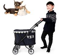 Cat and Dog Pet Stroller Folding Four-Wheel Detachable Cleaning Flexible Thick Denim Comfortable and Breathable