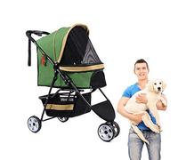 Cat and Dog Pet Stroller Lightweight One-Button Folding Three-Wheeled Wagon All-Round Breathable with Handlebar Anti-Skid Rope