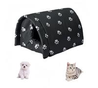 Cat And Dog Shelter, Thickened Weatherproof Foldable, Waterproof Outdoor Cat House Foldable Warm Pet, Rainproof ， Sunscreen ，Oxford Cloth (Black Arch,L)