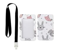 Cat and Dogs ID Card Holder with Black Lanyard, Lanyard Card Holder, Vertical ID Cards Protector for Doctor, Vertical Name Badges Protector for Men, Nurse Essentials Teacher Stuff