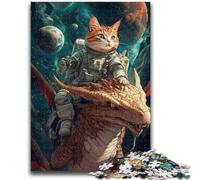 Cat And Dragon Jigsaw Puzzles for Adults, Staycation Kill Time Every Piece Is Unique - Challenging Family Fun Game 26x38cm