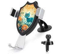 Cat And Flower Car Phone Mount Universal Auto Phone Holder Adjustable Cellphone Car Mount 360° Rotation, Dashboard & Windshield & Air Vent Strong Suction Cup Phone Stand Compatible with All Smartphone