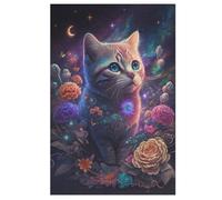 Cat And Flower Jigsaw Puzzles for Adults & Kids 1000 Piece Wooden Puzzle Precise Interlocking Educational Game Challenge Toy 78×53cm