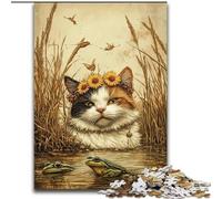 Cat And Frog Jigsaw Puzzles for Adults 1000 Piece Puzzle, Staycation Kill Time Every Piece Is Unique - Challenging Family Fun Game (26x38cm)