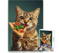 Cat And His Pizza 1000 Adult Pieces Jigsaw Puzzle Educational Fun Learning Activity Game Perfect Thoughtful Gift for Any Occasion Size 50x75cm