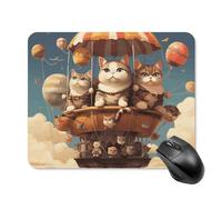 Cat and Hot Air Balloon Mouse Pad - Non-Slip Rubber Base Ultra-Thin Desk Mat Waterproof & Portable Mousepad for Gaming, Office, Design 20 * 25cm