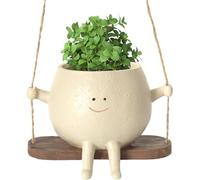 Cat and I Swing Face Planter Pot Hanging Head Planters Cute Resin Flower Pots for Indoor Outdoor, Succulent Cactus Plant Pot for Home Balcony Garden Decor