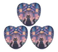 Cat And Magic Castle Gate Car Air Freshener, 3 Pcs Love form Hanging Air Freshener Cards, Long Lasting Fragrance Scented Cards for Car, Home, Office White-style