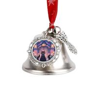 Cat and Magic Castle Gate Christmas Bells Ornaments, Hanging Iron Jingles Decoration - Elegant Jingle Bell Ornament for Tree, Home, Festive Decor