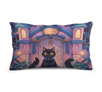 Cat and Magic Castle Gate Pillow Cover Double-Sided Soft Pillowcase 8"x12", Decorative Throw Pillow Case for Sofa Bed Car Outdoor