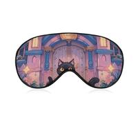 Cat and Magic Castle Gate Sleep Mask with Adjustable Strap, Breathable Sleep Masks for Women Men, Soft Eye Mask for Side Sleepers, Travel, Office Nap, Airplane & Blocking Light