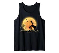Cat and Moon Funny Kitty Animal Scary Halloween Costume Tank Top