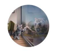 Cat And Reflection Tiger Animal Round Non-Slip Rubber Mouse Pad- Durable And Comfortable For Office, Gaming, And Learning 8in1 Pc