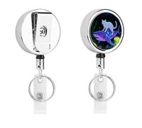 Cat and Shark Retractable Work Badge Holder Keychain Badge Reel 24.4" Cord & 360° Swivel Alligator Clip Heavy Duty Id Name Tag Holder for Nurses Doctors Teachers Office Workers