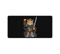 Cat And Soldier Large Gaming Mouse Pad with Stitched Edges Non-Slip Long Desk Pads for Office Home Keyboard