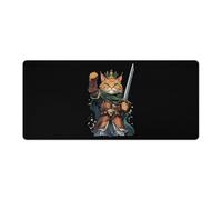 Cat And Soldier Large Gaming Mouse Pad with Stitched Edges Non-Slip Long Desk Pads for Office Home Keyboard