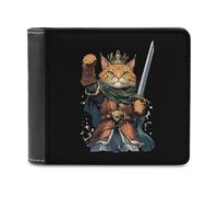 Cat and Soldier Leather Men's Bifold Wallet Minimalist Coin Purse with Hidden Slots Simple Credit Card Holder Gifts