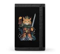 Cat and Soldier Men's Trifold Wallet with Money Clip Minimalist Credit Card Holder Coin Purse Anniversary Birthday Gift