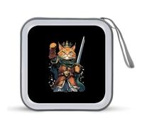 Cat and Soldier Portable CD Case 40 Capacity DVD Collection Holder Zipper Storage Wallet for Car Home Travel