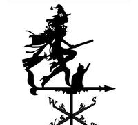 Cat and Witch Weathervane Metal Weathervane with Wind Direction Indicator,Outdoor Bracket Weather Vane,Wind Vane Garden Courtyard Decoration