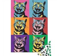 Cat Andy Warhol Pop Art 1000 Piece Jigsaw Puzzle for Adults, 52x38cm/1000pcs, January Puzzle Activity, Winter Downtime And January Evenings