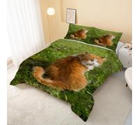 Cat Animal Coverless Duvet Single 7.5 Tog, Cute Pets Soft Quilt for Kids Boys Girls, Lightweight Comforter Set for All Seasons, Easy Care Bedding Single Bed Size W&82