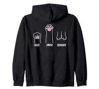Cat Animal Lovers Stone Paper Scissors Game Zip Hoodie