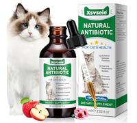 Cat Antibiotics for Infections, Natural Antibiotics for Cats, Immune Support & Itch Allergy Relief for Cats, Pet Health Supplement to Promote Kitten Digestive Health, Roasted Chicken Flavor 60 ml