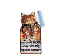 Cat Antidepressant Patch - 4" Iron-On or Sew-On Embroidered Patch | Cute Pill Bottle with Cats Design | Funny Cat Lover Gift for Jackets, Backpacks & Denim Clothing