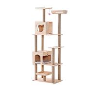 Cat Apartments Solid Wood Cat Nest Cat Tree Cat Scratch Post Cat Toy Cat Jumping Platform Cat House Cat Supplies Cat Climframe Cat Tree Tower,Beige-60 * 40 * 158Cm
