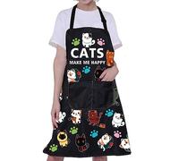Cat Apron Cat Lovers Apron Cute Cat Apron with Pockets Cat Cooking Kitchen Baking Apron Kitten Apron Cat Lover Owner Mom Gift (cats make me happy colorful)