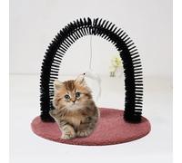 Cat Arch Grooming Brush - 2-in-1 Cat Scratcher for Shedding | Interactive Massage Brush for Indoor Cats | Face & Body Scratch Board, Cat Scratchers for Indoor Cats (Pink)