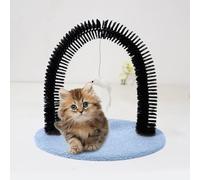 Cat Arch Grooming Brush - 2-in-1 Cat Scratcher for Shedding | Interactive Massage Brush for Indoor Cats | Face & Body Scratch Board, Cat Scratchers for Indoor Cats (Blue)