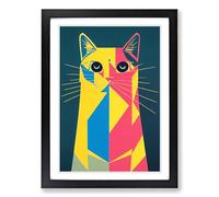 Cat Art Abstract Vol.2 Framed Print | A2 Black Framed Wall Art | Ready to Hang | Abstract Animal Picture | Living Room Bedroom Lounge Office