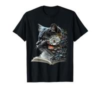 Cat Art Book Cat Motif Flowers Cat T-Shirt