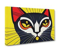 Cat Art Deco Vol.1 Canvas Print | Gallery Wrapped 30mm Frame Wall Decor | 30x20 inches | Ready to Hang | Art Deco Animals Picture | Living Room Bedroom Lounge Office
