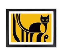 Cat Art Deco Vol.4 Abstract H1022 Framed Print for Living Room Bedroom Home Office Décor, Wall Art Picture Ready to Hang, Black A4 Frame (34 x 25 cm)
