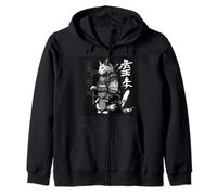 Cat Art Japan Samurai Tokyo Old Japanese Art Cat Warrior Zip Hoodie
