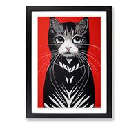Cat Art Minimalism Vol.2 Framed Wall Art Print, Ready to Hang Picture for Living Room Bedroom Home Office, Black A2 (48 x 66 cm)