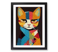 Cat Art Patchwork Vol.1 Framed Wall Art Print, Ready to Hang Picture for Living Room Bedroom Home Office, Black A2 (48 x 66 cm)