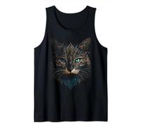 Cat Artwork - Mandala Blue Eyes Animal Cat Tank Top