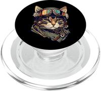 Cat as a Pilot Cat Pilot Cat Colorful Kitty Art PopSockets PopGrip for MagSafe