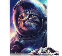Cat Astronaut Cyberwave Jigsaw Puzzles Puzzles for Adults Kids. 1000 Piece Impossible Challenge Toy Educational Game Home Decoration for Adults& Kids Age 14 Years Up 1000pcs (75x50cm)