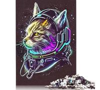 Cat Astronaut Jigsaw Puzzle, Wooden Puzzles 500 Piece Jigsaw Intellectual Toys, Challenging Adult And Teen Casual Jigsaw Puzzle 500pcs (52x38cm)