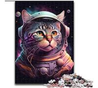 Cat Astronaut Jigsaw Puzzles for Teenagers 1000 Jigsaws, Fun Games Every Piece Is Unique - Challenging Family Fun Game (50x75cm)