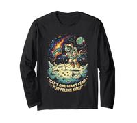 Cat Astronaut One Giant Leap Space Feline Moon Adventure Long Sleeve T-Shirt
