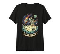 Cat Astronaut One Giant Leap Space Feline Moon Adventure Premium T-Shirt